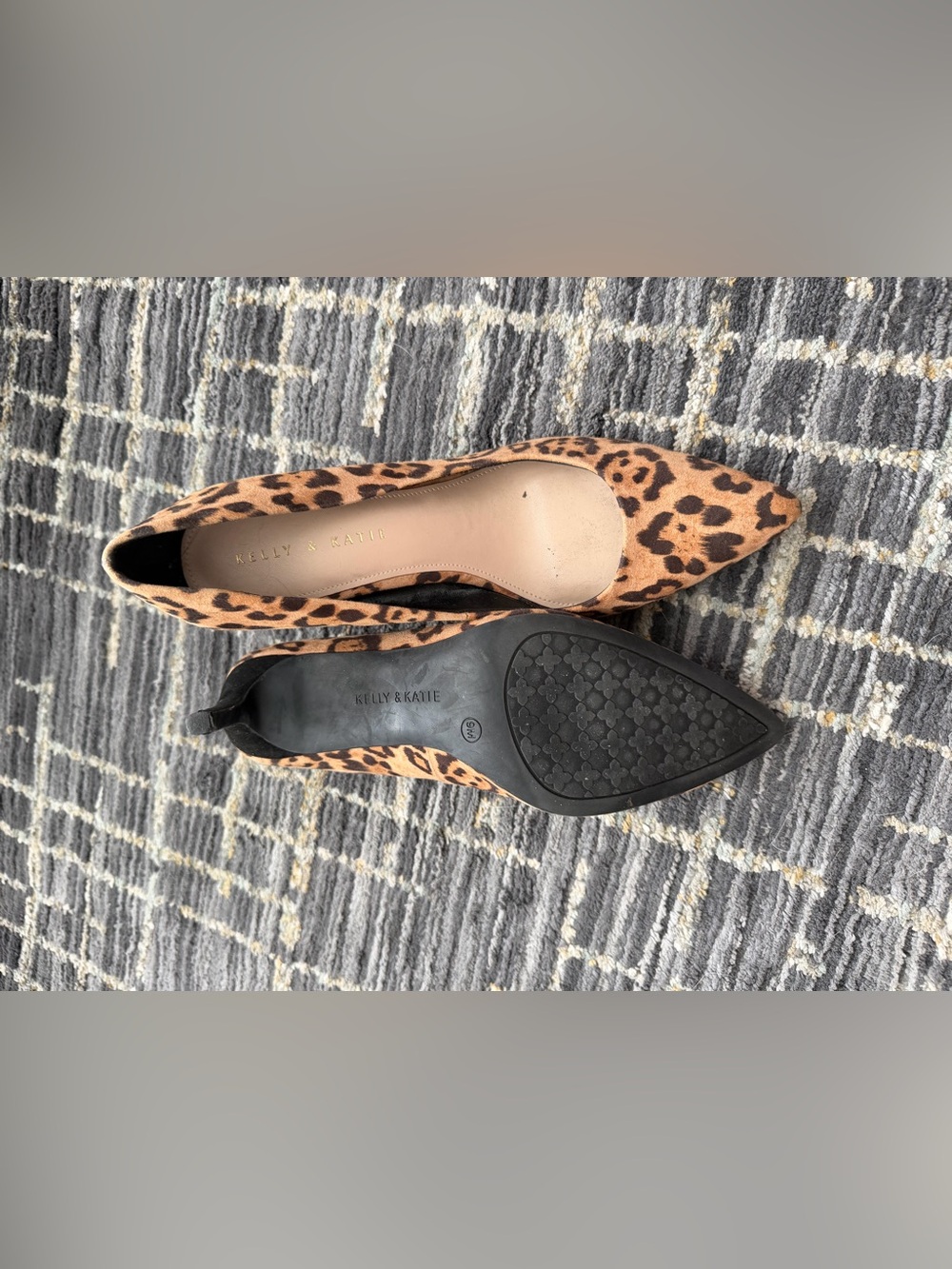 Kelly & Katie Leopard-Print Pointed Toe Flats - Tan/Black